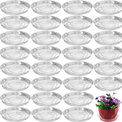 30 Packs 4 Inches Small Clear Plant Saucers for Indoor Outdoor Use Heavy Duty Plastic Plant Trays
