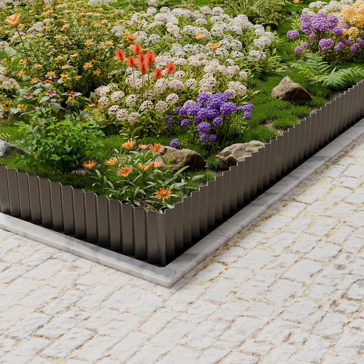 SnugNiture Corrugated Metal Garden Edging,10" x 20' Sturdy Lawn Edging Border,Landscape Edging