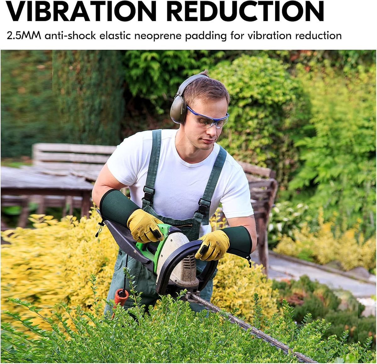 Vgo... Safety Work Gloves Men,Extra-long Cuff, Cow Grain Leather,Puncture-proof, Thornproof