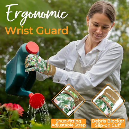 HANDLANDY Gardening Gloves for Women, Breathable Ladies Leather Garden Yard Gloves Best Gift for