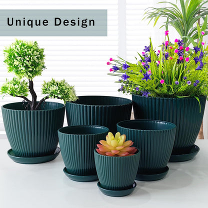 7.5/6.5/5.5/4.9/4.2/3.5 Inch Plant Pots with Saucers & Drain Holes - Indoor/Outdoor Flower Pots for