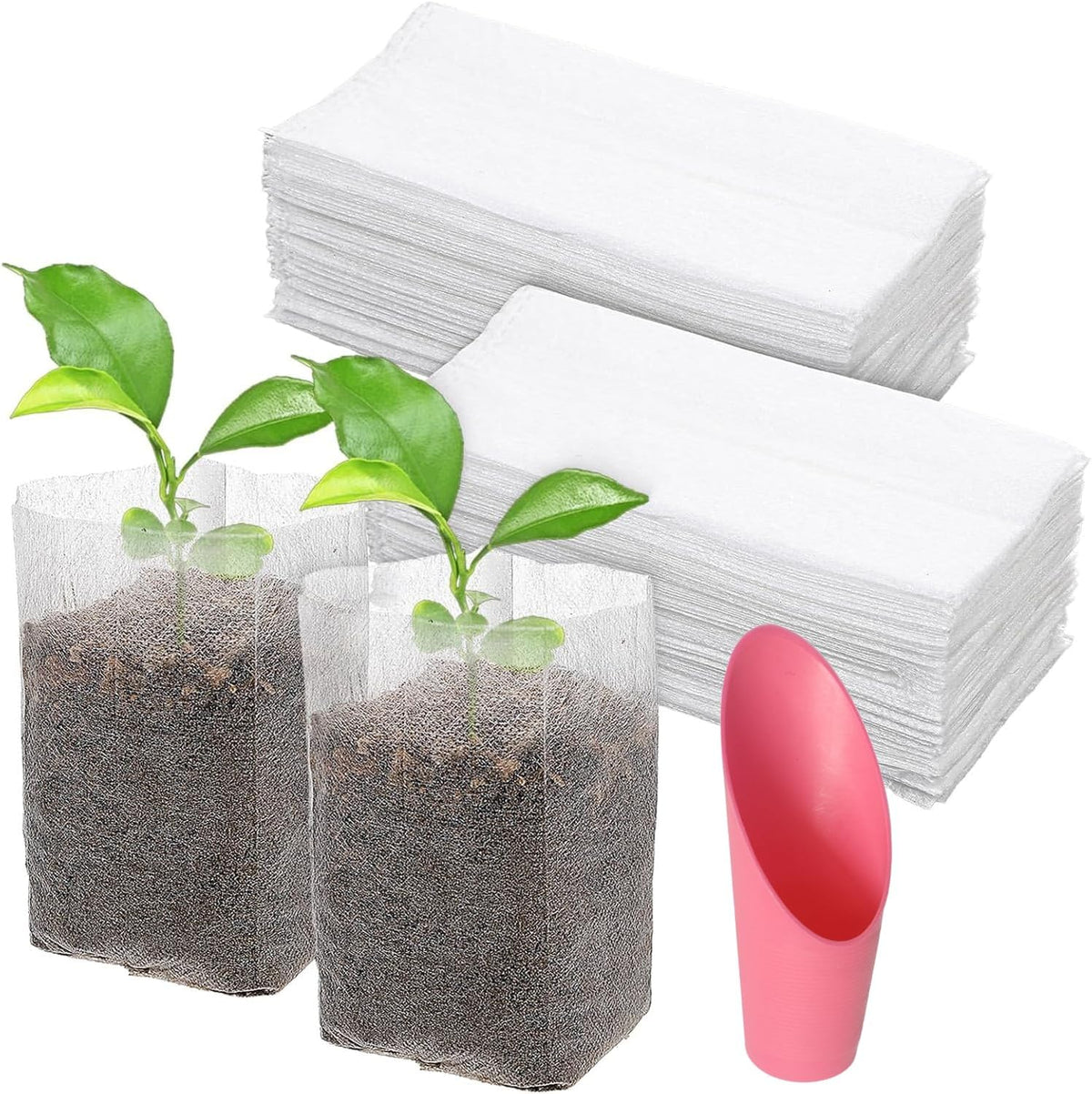 Plant Nursery Bags, Non-Woven Biodegradable Plant Grow Bags Fabric Seedling Starter Bags for