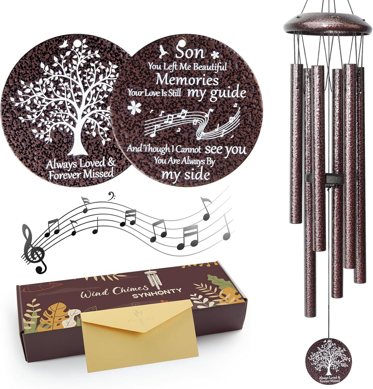 Memorial Gifts for Loss of Son, 25'' Memorial Wind Chimes for Loss of Son, Sympathy Gifts