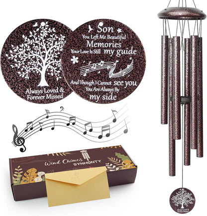 Memorial Gifts for Loss of Son, 25'' Memorial Wind Chimes for Loss of Son, Sympathy Gifts