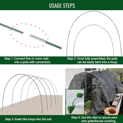 MAXPACE Greenhouse Hoops for DIY 2.7ft or Wider Grow Tunnel, Rust-Free Fiberglass Support Hoops