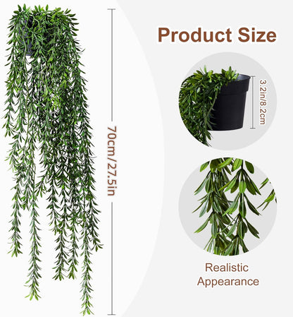 Artificial Hanging Plant 2 Pcs Faux Plant Ivy Vine Faux Eucalyptus Vines Fake Potted Greenery for