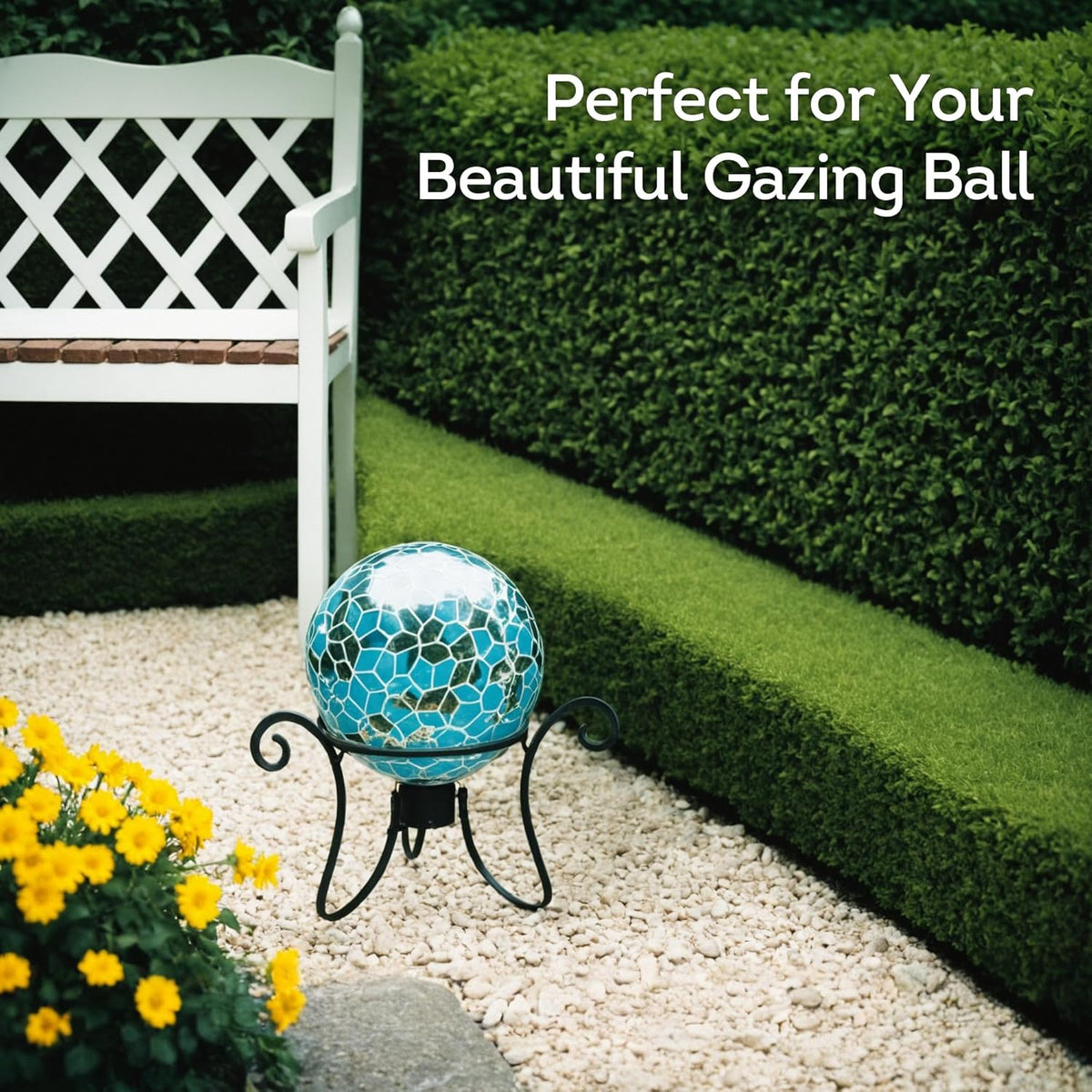Lily's Home Foldable Metal Gazing Ball Stand - Durable Rust-Resistant Display Stand for 10 to 12