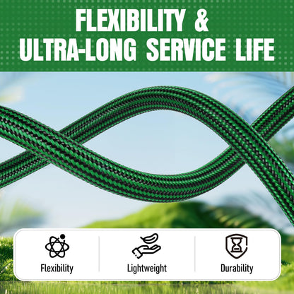 NON-EXPANDABLE Garden Hose 25 ft, Heavy Duty Flexible Water Hose, Kink Resistant Lightweight Hybrid
