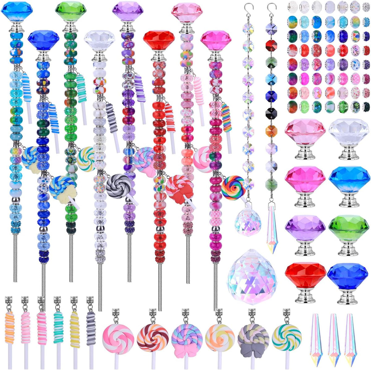 VICTLOV Crystal Suncatcher Making Kit, 400 Pieces with Beads, Snowflakes, Butterflies, Glass Balls