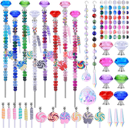 VICTLOV Crystal Suncatcher Making Kit, 400 Pieces with Beads, Snowflakes, Butterflies, Glass Balls