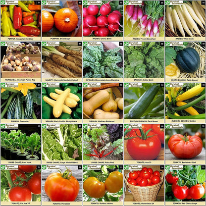 Garden Heirloom Seed Vault, 100 Variety, Over 17,500 Vegetable, Fruit, and Herbs Seeds, Non-GMO