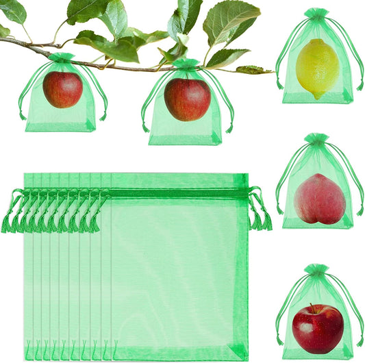 Morcheiong 60Pcs Protection Bags 8" x 12", Reusable Netting for Fruit Trees, Garden Mesh With