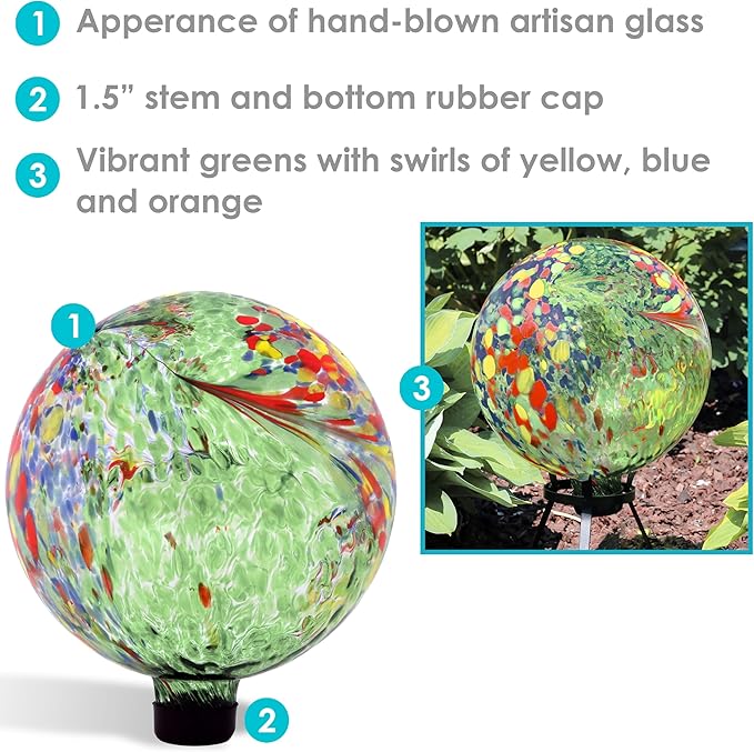 Sunnydaze 10-Inch Gazing Ball for Garden - Glass Gazing Globe for Outside - Garden Orb Yard Decor