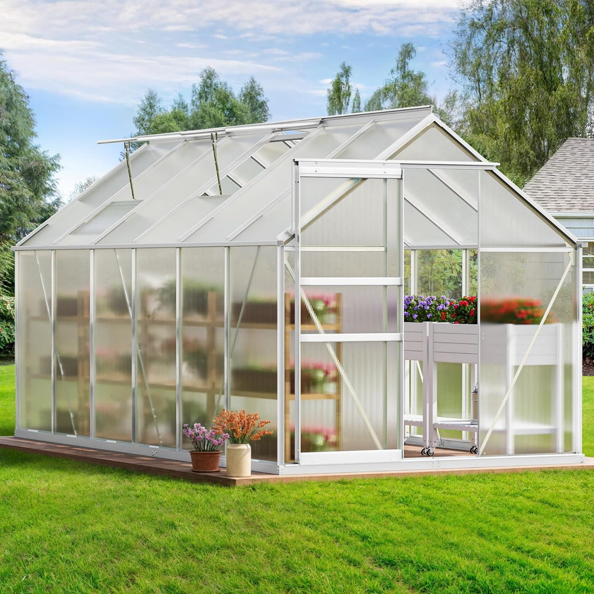 YITAHOME 12x6FT Polycarbonate Greenhouse Large Heavy Duty Green Houses Outdoor Aluminum Greenhouses