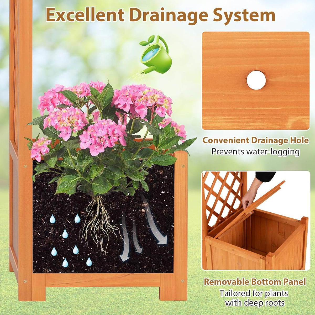 Giantex Garden Arbor with Planter Boxes, Wooden Arch with Trellis and Raised Garden Bed for