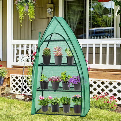 EAGLE PEAK Mini Greenhouse with Wire Shelves, Portable Indoor & Outdoor Green House with Roll-Up