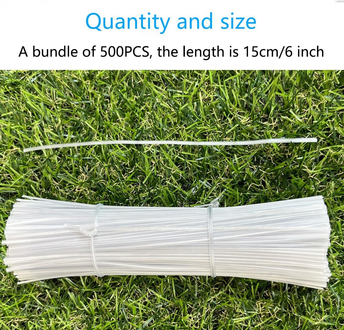 500 Pack 6 Inch Clear Plastic Twist Ties - Reusable Twisty Ties for Cords, Garbage Bags, Gardening