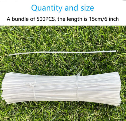500 Pack 6 Inch Clear Plastic Twist Ties - Reusable Twisty Ties for Cords, Garbage Bags, Gardening