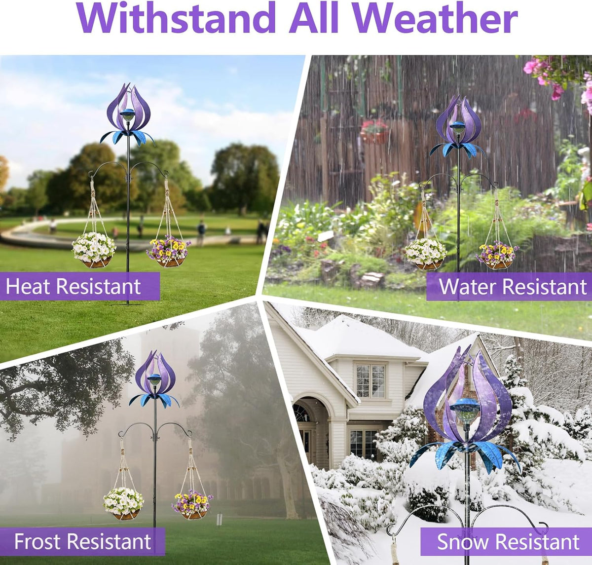 Multifunction Solar Wind Spinner Outdoor with Shepherd Hooks MANORTANG 83 Inch Metal Large