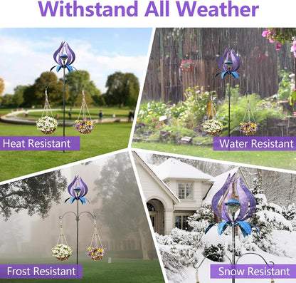 Multifunction Solar Wind Spinner Outdoor with Shepherd Hooks MANORTANG 83 Inch Metal Large