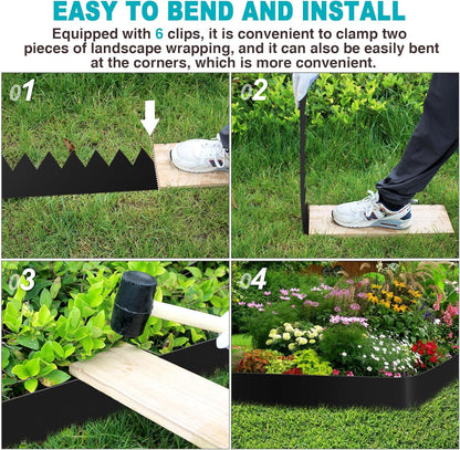 6 Inch Metal Landscape Edging, 6 Pack Heavy Duty Galvanized Steel Garden Edging,Steel Landscape