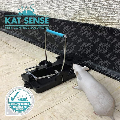 Kat Sense Large Rat Snap Traps Set of 6 - Stainless Steel Bar Design, Humane Rat Trap Indoor &