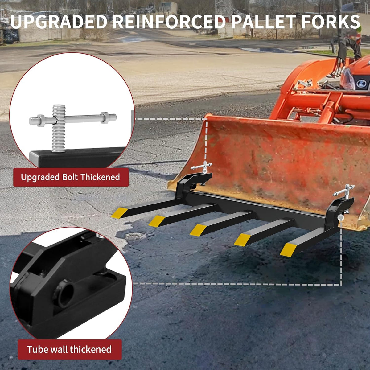 YITAMOTOR Clamp on Debris Forks Fits 48'' Bucket, 2500 lbs Heavy Duty Quick Attach Pallet Forks for