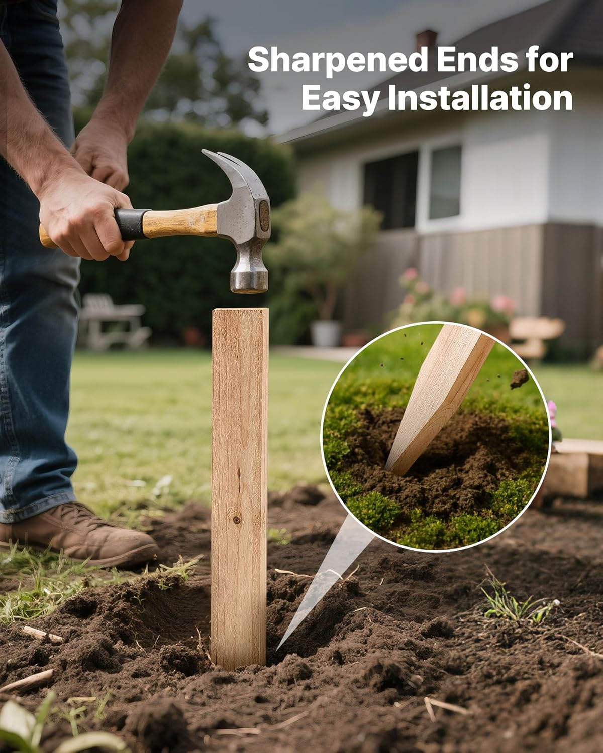 VEVOR Wooden Garden Stakes, 25 Pcs 24 x 0.5 x1.5 in Survey Grading Stakes, Garden Ground Stake with