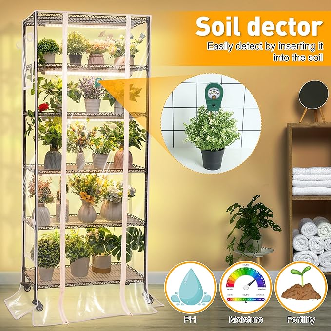 Meonum Plant Shelf with Grow Lights, 6 Tier DIY Metal Grow Rack with 90W LED Growing Lamps for Seed