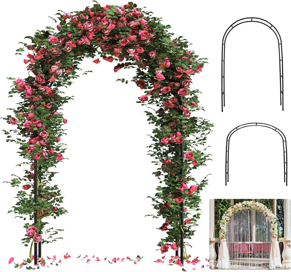 Thickened Rustproof Garden Arch, Wedding Arch- 4.6 * 7.8 or 6.4 * 7.5Ft, Easy to Assemble, Long