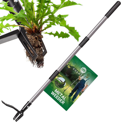 Suchtale Metal Weeder，Stand Up Weed Puller Tool with Long Handle – Heavy-Duty All-Metal Weeder with