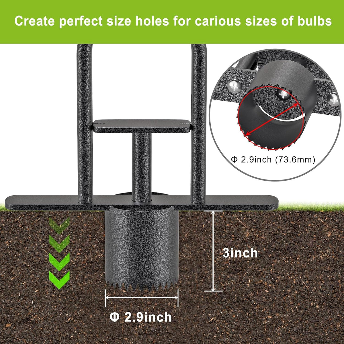 Dolibest Sod Plugger Tool, Grass Plugger Tool with Dual Pedals & Foot Ejector, Bulb Planter W/Sharp