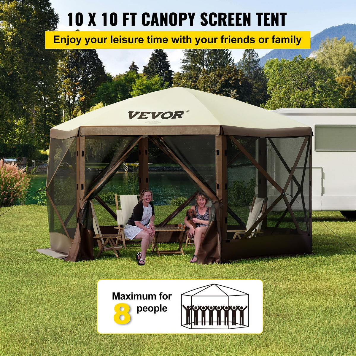 VEVOR Pop Up Gazebo Screen Tent, Pop-Up Instant Gazebo Tents with Mosquito Netting Outdoor Canopy