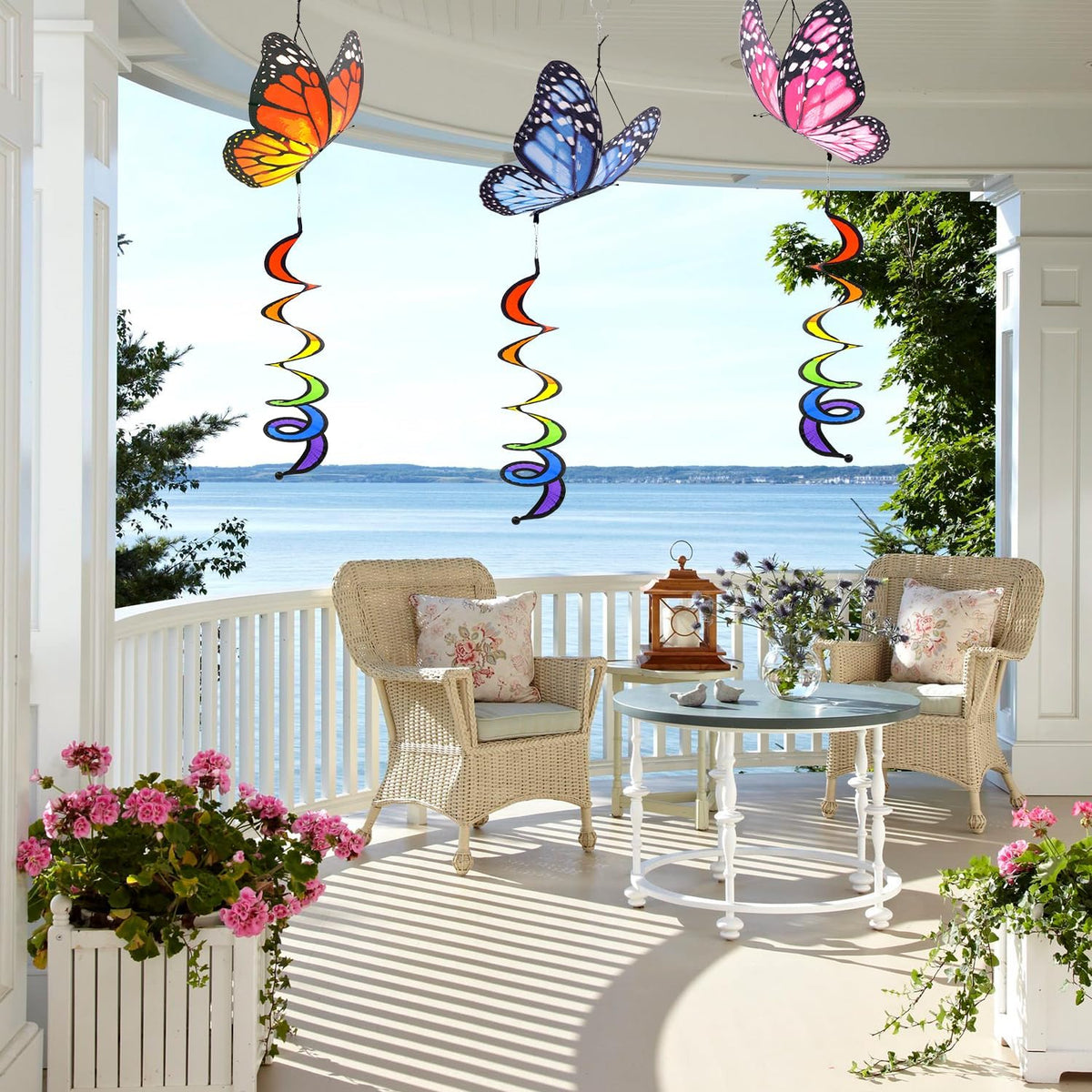 3pcs Butterfly Garden Wind Spinners 360° Rotation Rainbow Curlie Spinner Lawn Yard Ornaments