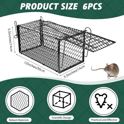Qualirey 6 Pcs Humane Rat Trap Small Chipmunk Mouse Squirrel Cage Rodent Animal Voles Hamsters Cage