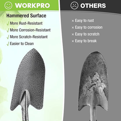 WORKPRO 6-Piece Garden Tool Set, Heavy Duty Gardening Hand Tools with Soft Rubber Handle, Including