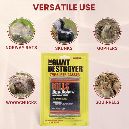 Giant Destroyer Smoke Bomb Gasser – Rodent & for Gophers, Moles, Groundhogs & Rats – 16 Pack (64