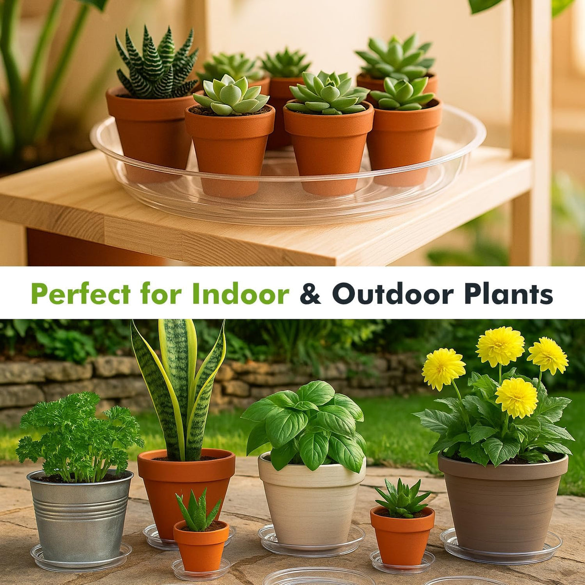 30 Packs 4 Inches Small Clear Plant Saucers for Indoor Outdoor Use Heavy Duty Plastic Plant Trays