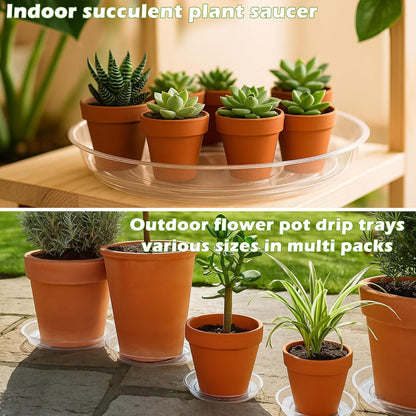 20 Packs 8 Inches Clear Plant Saucers for Indoor Outdoor Use Heavy Duty Plastic Plant Trays for