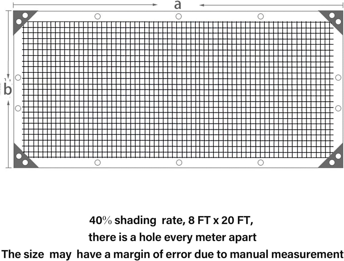 winemana Black Shade Cloth 40%, 8x20 FT Mesh Tarp - Garden Shade for Greenhouse, Patio, Vegetables