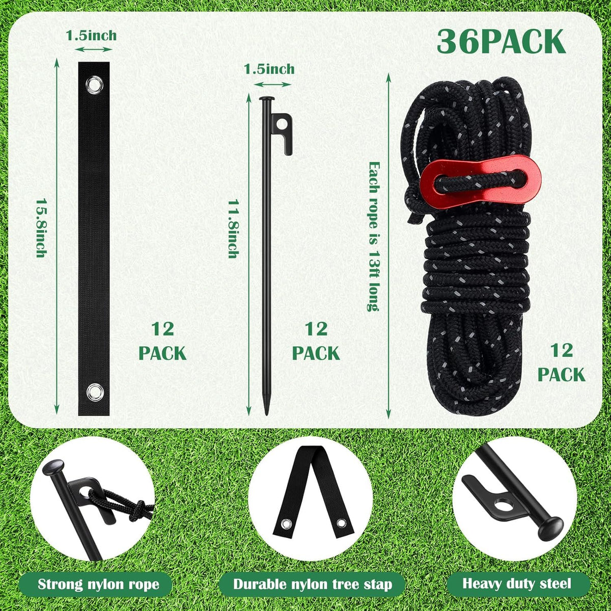 Sintuff 36 Pcs Heavy Duty Tree Stake Kits Stake and Support for Young Leaning Tree Anchor