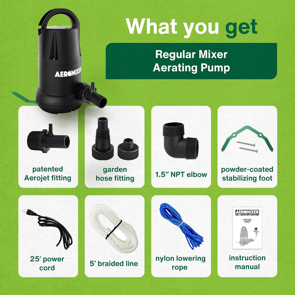 Aeromixer Regular 3/4 HP Submersible Mixing + Aerating Pump - Submersible Water Pump for Nutrient