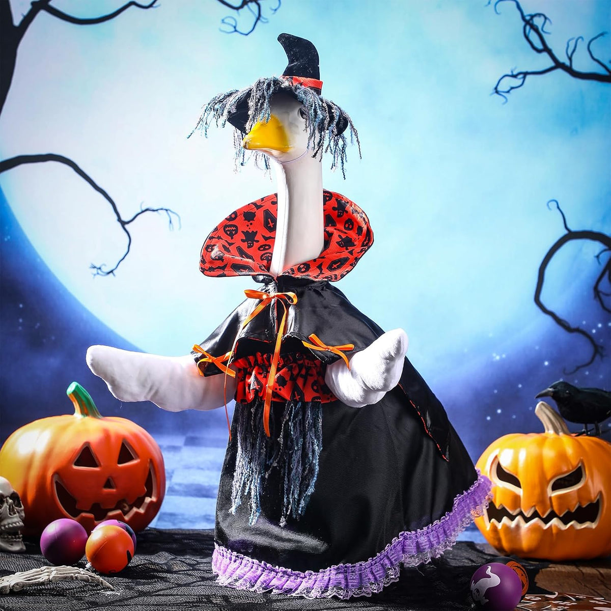 Halloween Goose Outfit Witch Goose Clothes for 23" High Cement or Plastic Lawn Clothing Porch