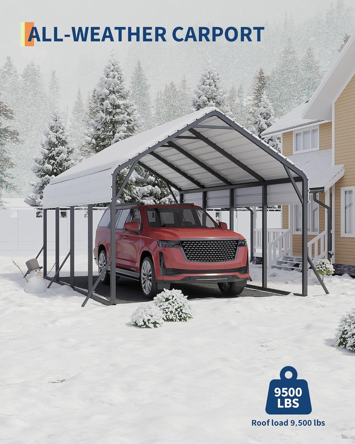 GarveeLife 13 ft x21 ft x11 ft Oversized Metal Carport, Steel Heavy Duty Car Ports for All-Weather