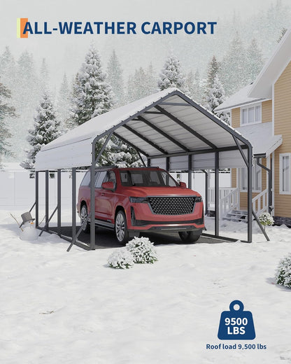 GarveeLife 13 ft x21 ft x11 ft Oversized Metal Carport, Steel Heavy Duty Car Ports for All-Weather
