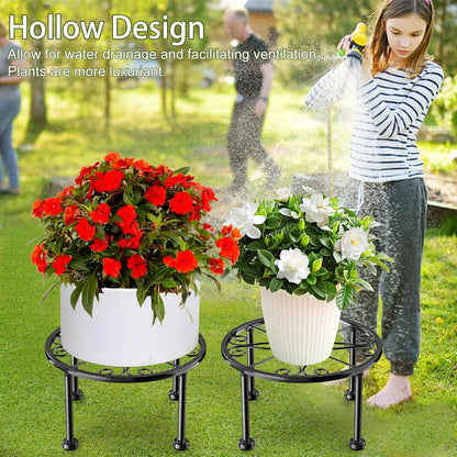 Garden Gifts Plant Lovers Gifts 3 Packs Black Metal Plant Stand with Anti-Slip Base Rustproof Heavy