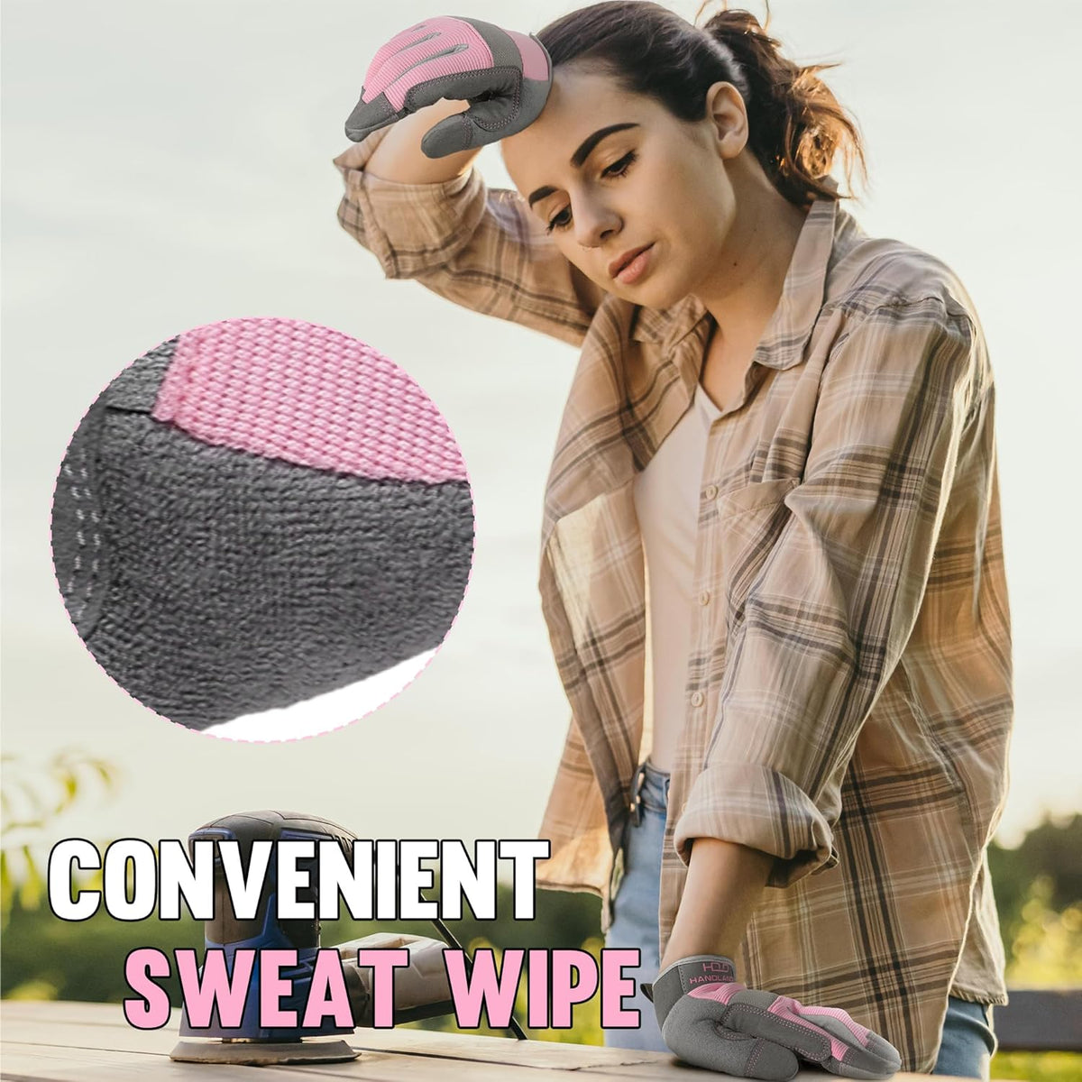 HANDLANDY Women Safety Work Gloves Utility Touch Screen Working Grip Glove for Yardwork Gardening