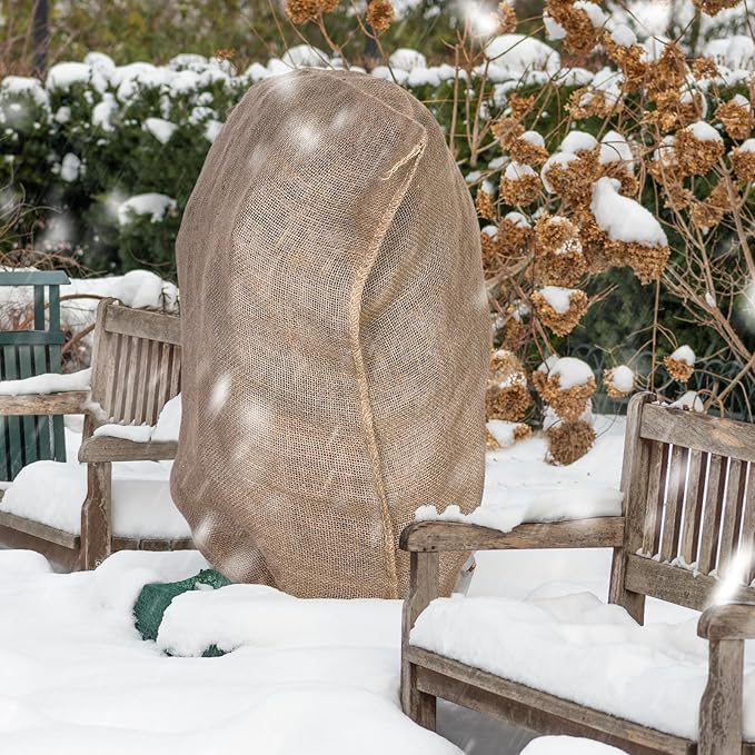 8 Packs Winter Burlap Plant Covers Bags 39.4 x 47.2 Inch Large Burlap Sack Plant Blanket with