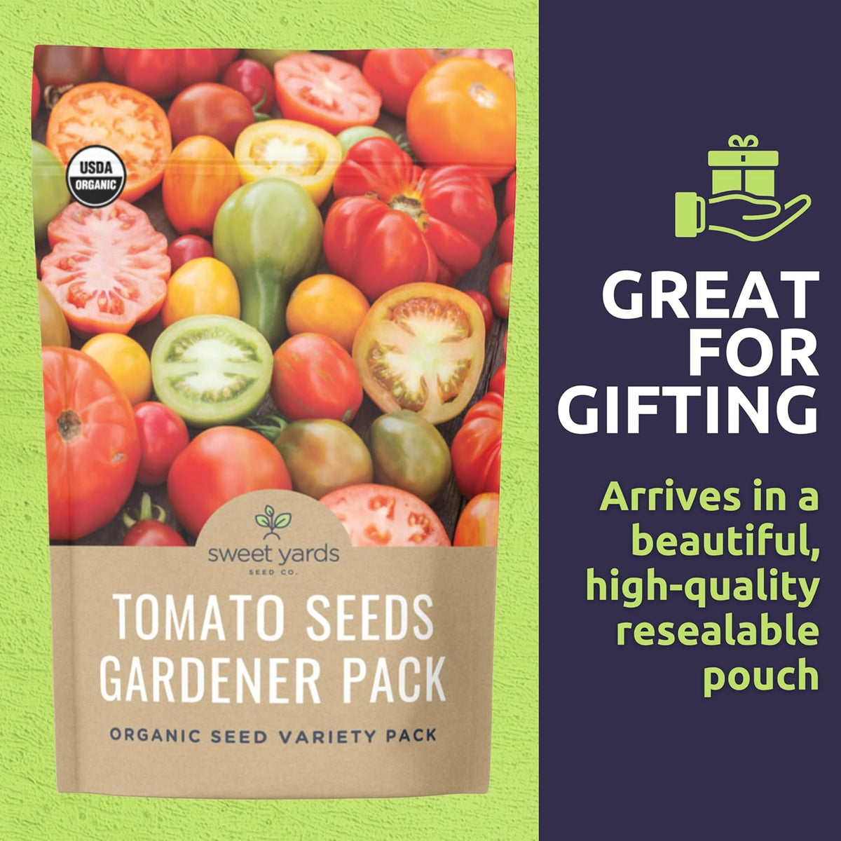 Organic Tomato Seeds Variety Pack - 9 Individual Packs - 2025 Season - Roma, Cherry, Black Krim
