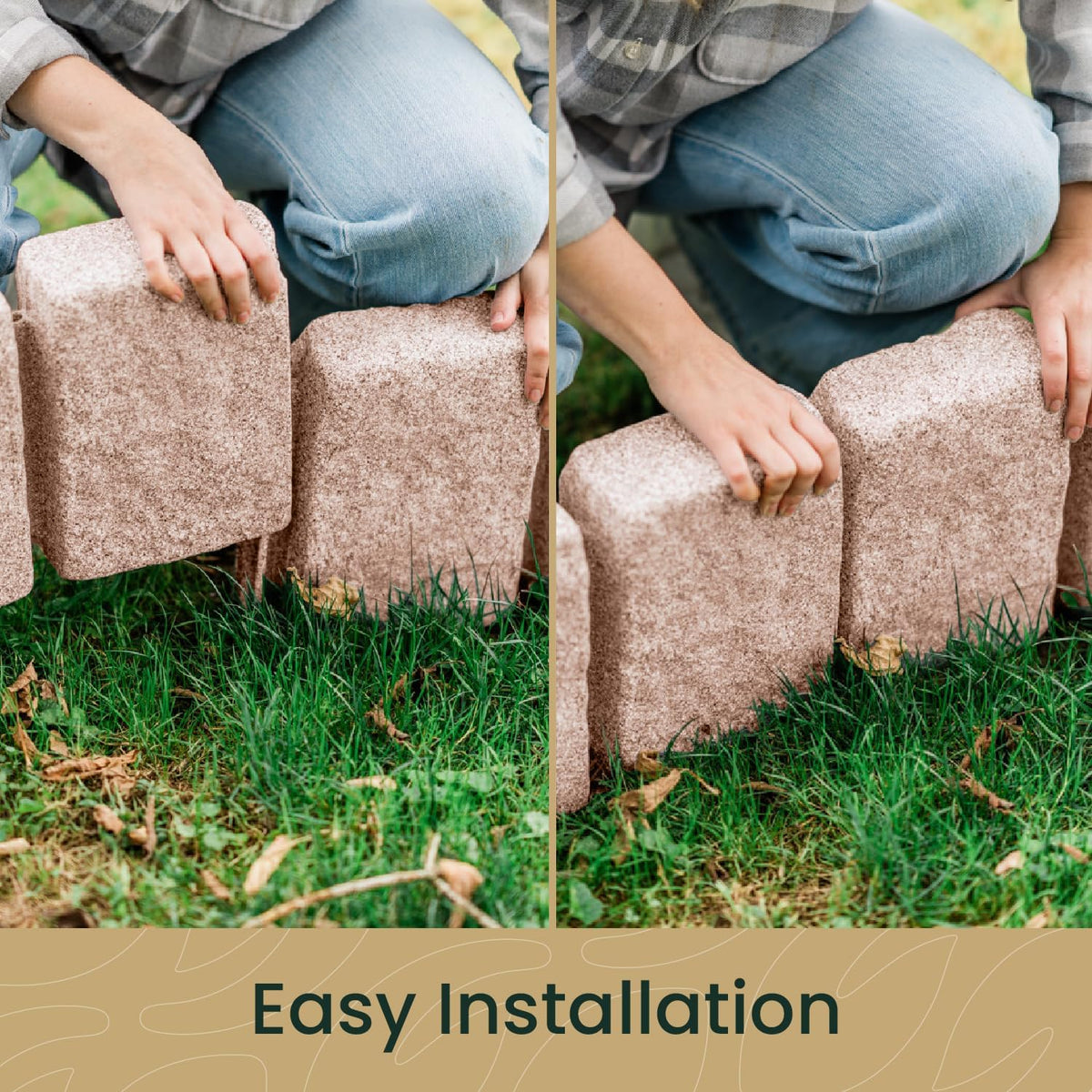 Beuta Landscape Edging | Garden Edging Border | Faux Stone Block XL for Lawn Edging, Flower Beds &